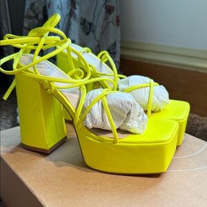 Urban Outfitters Neon Yellow Strappy Heels